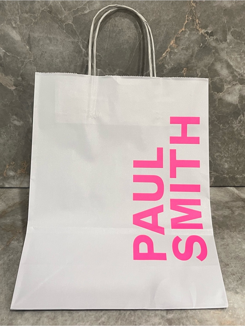 $2/ Paul Smith White Paper Shopper Bag with Hot Pink Logo